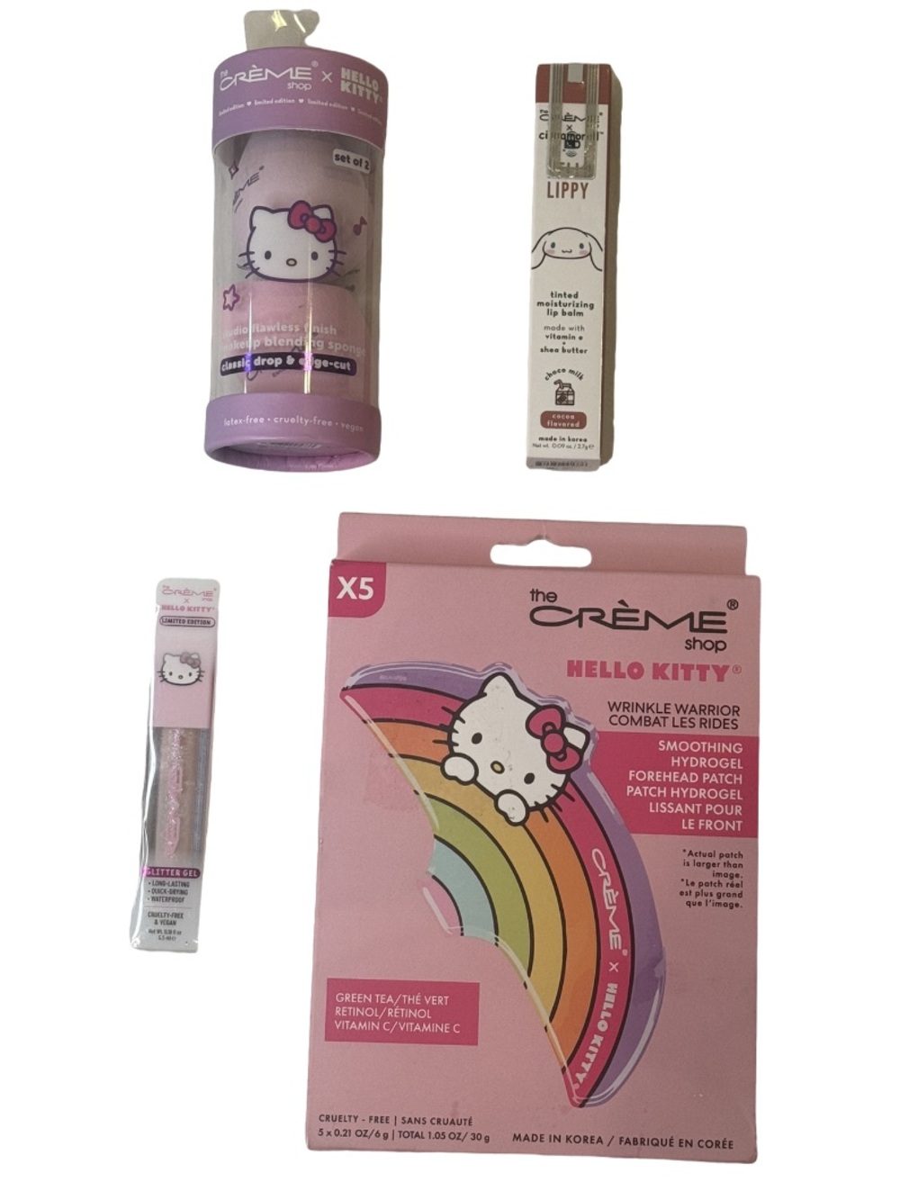 Crème Shop Sanrio Hello Kitty Cinnamoroll 4-Piece Beauty Bundle Kawaii Cute NIB